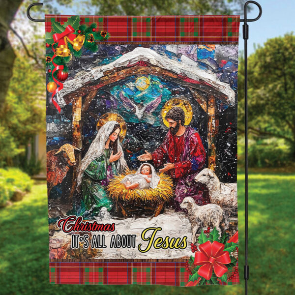Christmas Jesus Garden Flag – All About Jesus Christian House Flag Christmas Decor