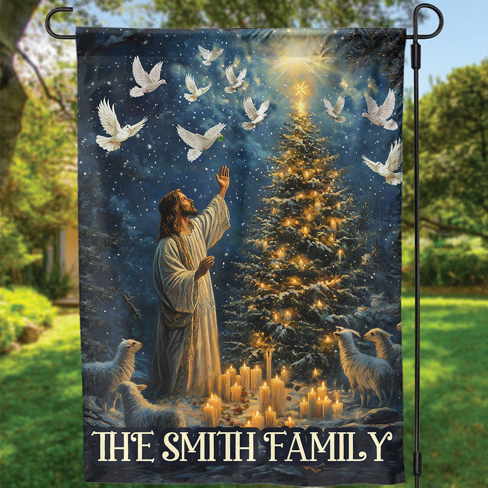 Custom Jesus Lamb Christmas Tree Garden Flag & Candle Light Bird House Flag – Christmas Gift Religious Custom Jesus Lamb Christmas Tree Garden Flag & Candle Light Bird House Flag – Christmas Gift Religious