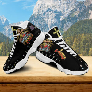 Cruising Jesus Blessed Biker Basketball Shoes, Motorcycle Cross Christian Running Shoes, Religious Footwear Biker Gift 3