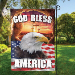 Patriotic Eagle God Bless America Garden Flag - Jesus Cross American Flag for House - Religious Yard Decor