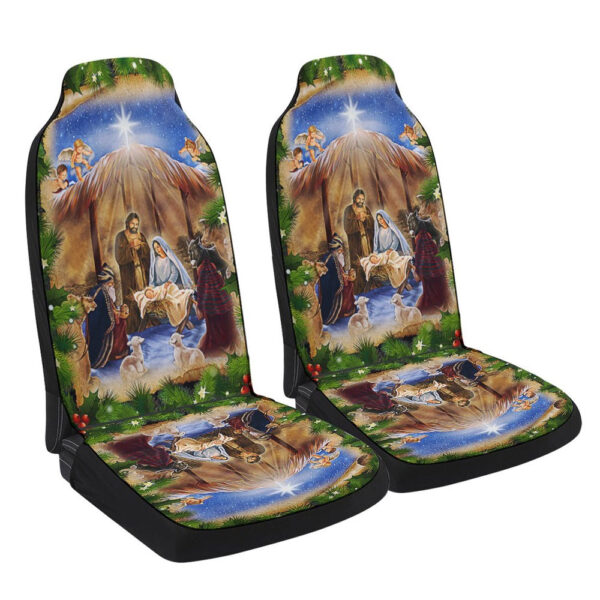 Jesus Christmas Nativity Scene Car Seat Cover – Christian Car Decor Gift