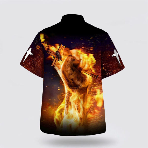 Christian Hawaiian Shirt – Jesus Is My Power Hand Holding Fire Aloha Shirt