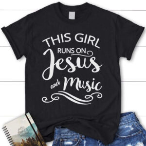 Jesus & Music Women s Christian T-Shirt Blessed Bible Tee for Women