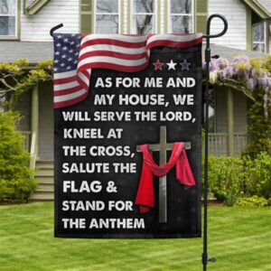 Jesus Cross American House Flags: Serve The Lord Christian Scripture Garden Banner