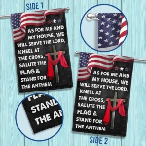 Jesus Cross American House Flags: Serve The Lord Christian Scripture Garden Banner 1