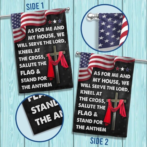 Jesus Cross American House Flags: Serve The Lord Christian Scripture Garden Banner