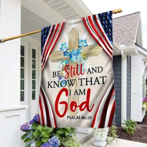Jesus Dove Cross Be Still American House Flag: Christian Scripture Garden Banner