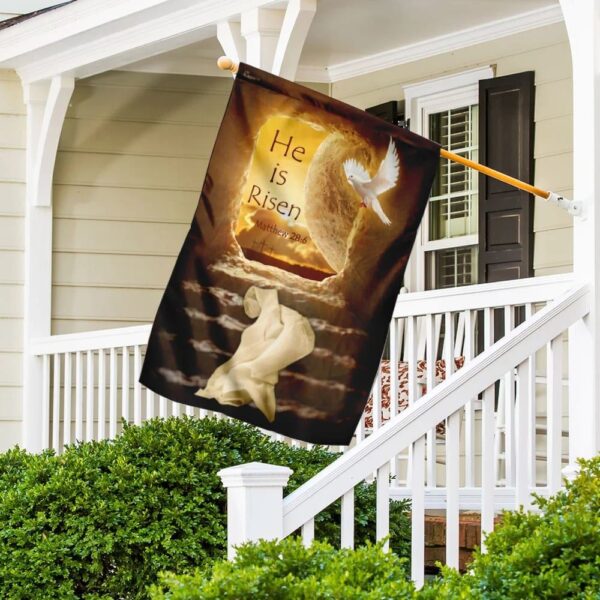 He Is Risen Jesus Outdoor Christian House Flag – Scripture Garden Banner