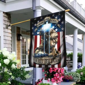 Honoring Our Heroes Jesus Cross Flag - Outdoor Christian House Flag & Garden Banner