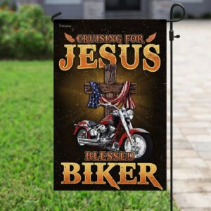 Cruising For Jesus Blessed Biker Flag - Outdoor Christian House Flag with Scripture - Garden Banner 3