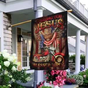 Blessed Biker Christian House Flags - Scripture Garden Banner for Cruising For Jesus