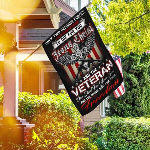 Christian Jesus Veteran House Flags: Scripture Garden Banner & Christian Flag