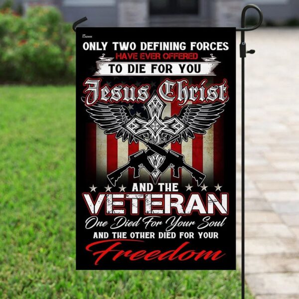 Christian Jesus Veteran House Flags: Scripture Garden Banner & Christian Flag
