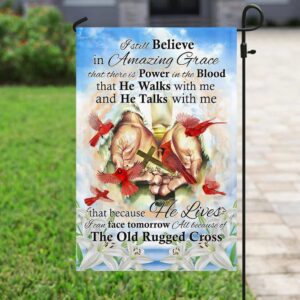 Old Rugged Cross Jesus Cardinal Garden Flag - Christian Scripture Banner