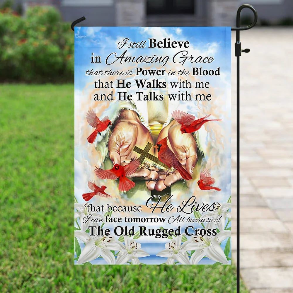 Old Rugged Cross Jesus Cardinal Garden Flag – Christian Scripture Banner Old Rugged Cross Jesus Cardinal Garden Flag – Christian Scripture Banner