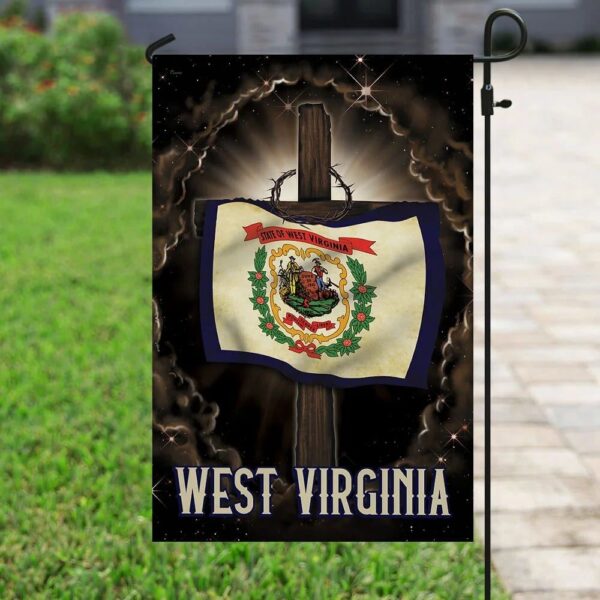 West Virginia Cross Jesus House Flag Outdoor Christian Scripture Garden Banner