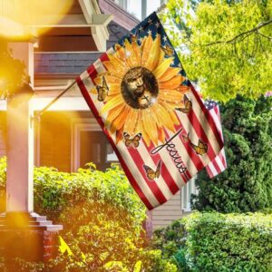 Sunflowers And Jesus Faith American House Flag - Outdoor Religious Christian Scripture Garden Banner