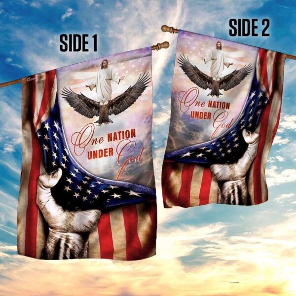 Christian American House Flags: One Nation Under God Jesus Scripture & Garden Banner