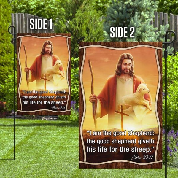 Jesus The Good Shepherd House Flag – Christian Scripture Garden Banner