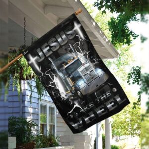 Jesus Take The Wheel Trucker House Flag - Christian Scripture Garden Banner 1