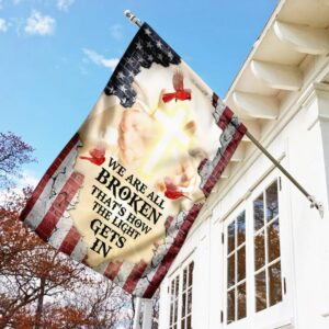 Jesus Light Gets In American House Flag - Christian Scripture Garden Banner