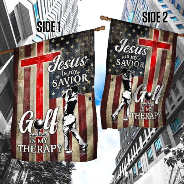 Jesus Is My Savior Golf Therapy House Flag – Christian Scripture Garden Banner