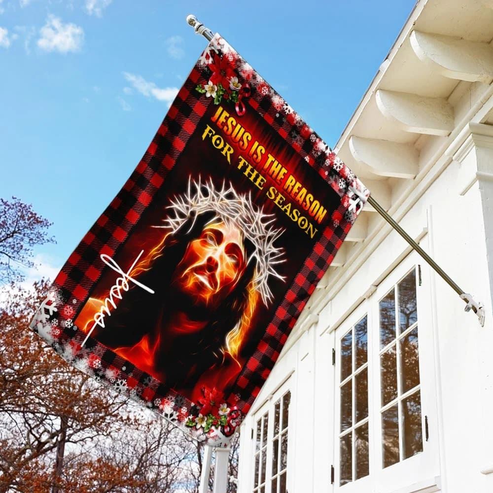 Jesus Is The Reason For The Season House Flag – Christian Scripture Garden Banner Jesus Is The Reason For The Season House Flag – Christian Scripture Garden Banner