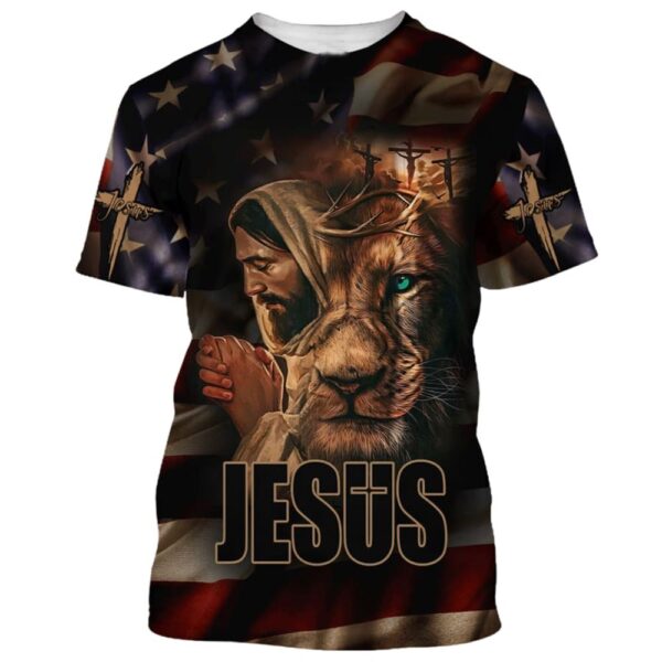 Jesus and Lion All Over Print 3D T-Shirt: Gift for Christian Jesus Shirt