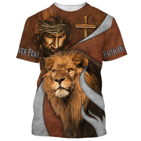 Jesus and the Lion of Judah All Over Print 3D T-Shirt – Perfect Christian Gift