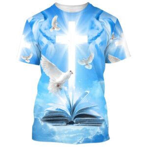 Christian Holy Spirit Dove Cross 3D T-Shirt - Perfect Jesus Gift