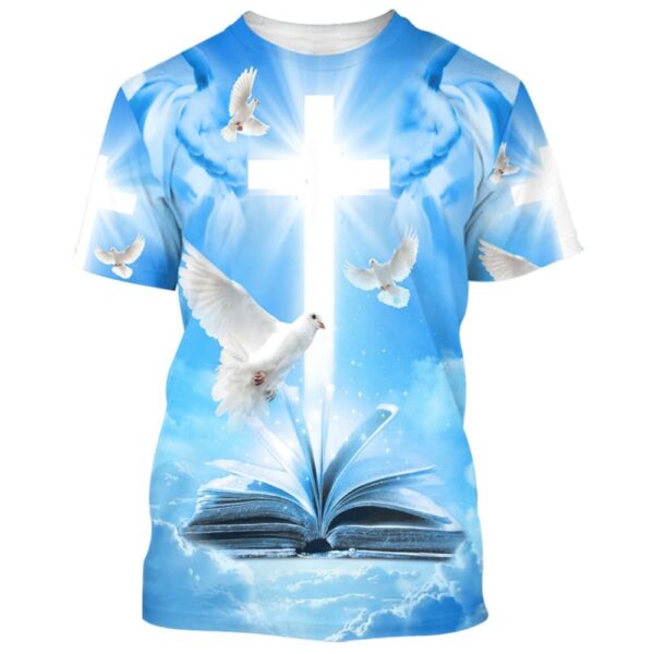 Christian Holy Spirit Dove Cross 3D T-Shirt – Perfect Jesus Gift