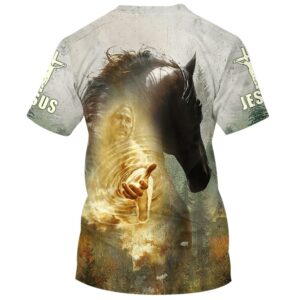Horse Jesus Hands Reaching 3D T-Shirt - Perfect Christian Gift 1