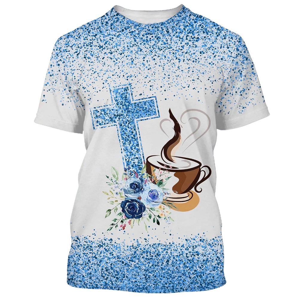 Jesus and Coffee All Over Print 3D T-Shirt: Perfect Gift for Christians Jesus and Coffee All Over Print 3D T-Shirt: Perfect Gift for Christians