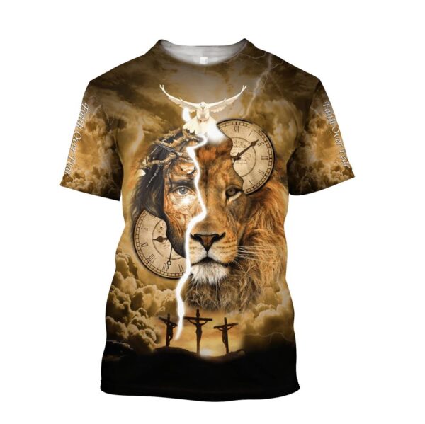 Faith Over Fear Lion Jesus All Over Print 3D T-Shirt – Perfect Christian Gift