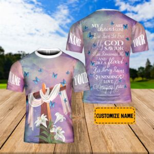 Personalized Jesus Cross Lily Floral Butterflies 3D T-Shirt - Perfect Christian Gift