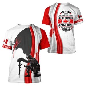 Canadian Veteran Jesus All Over Print 3D T-Shirt: Perfect Gift for Christians