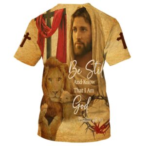 Christian Be Still And Know 3D Lion & Sheep All Over Print T-Shirt - Gift For Jesus Shirt Lovers 1