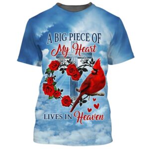 Cardinal Heaven Print 3D T-Shirt: Gift for Christian Jesus Shirt