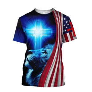 American By Birth Christian By The Grace Of God 3D Jesus Print T-Shirt - Perfect Gift for Christians