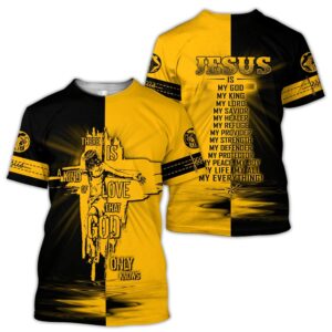 Yellow and Black Jesus All Over Print 3D T-Shirt for Men and Women Christian Tee