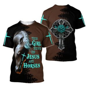Jesus and Horse All Over Print 3D T-Shirt for Men and Women - Christian Faith Shirt