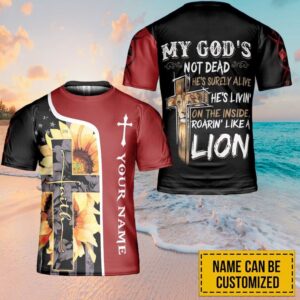 Custom Name My God Living Inside Jesus 3D T-Shirt - Christian Faith Shirt for Men and Women