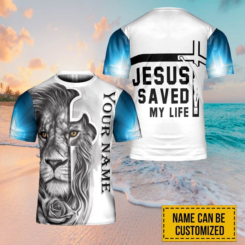 Custom Lion Rose Jesus Saved My Life 3D T-Shirt for Men & Women – Christian Faith Shirt Custom Lion Rose Jesus Saved My Life 3D T-Shirt for Men & Women – Christian Faith Shirt