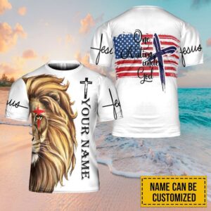 Custom Lion Jesus One Nation Under God 3D T-Shirt for Men and Women - Christian Faith Shirt