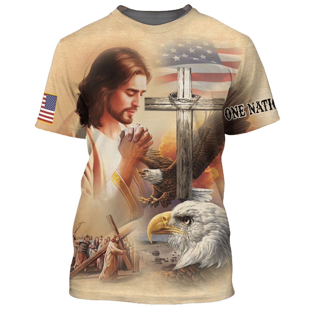 Christian Lion Pray With Jesus Cross 3D Shirt for Men & Women – Faith Tee Christian Lion Pray With Jesus Cross 3D Shirt for Men & Women – Faith Tee