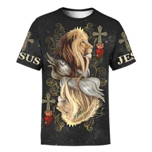 King Of Hearts Lion Jesus Unisex 3D T-Shirt Christian Faith Shirt for Men & Women