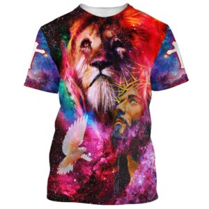 Jesus Lion Dove All Over Print 3D T Shirt for Men and Women - Christian Faith Tee