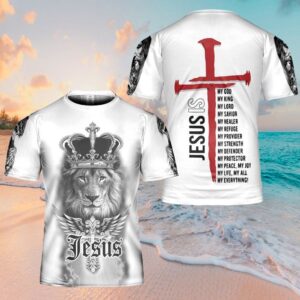 Jesus Lion Crown All Over Print 3D T-Shirt - Christian Faith Shirt for Men and Women