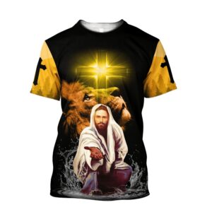 Jesus Lion Black & Yellow Unisex 3D T-Shirt Christian Faith Shirt for Men & Women
