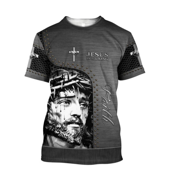 Jesus Is My King All Over Print 3D T-Shirt – Christian Faith Shirt for Men and Women